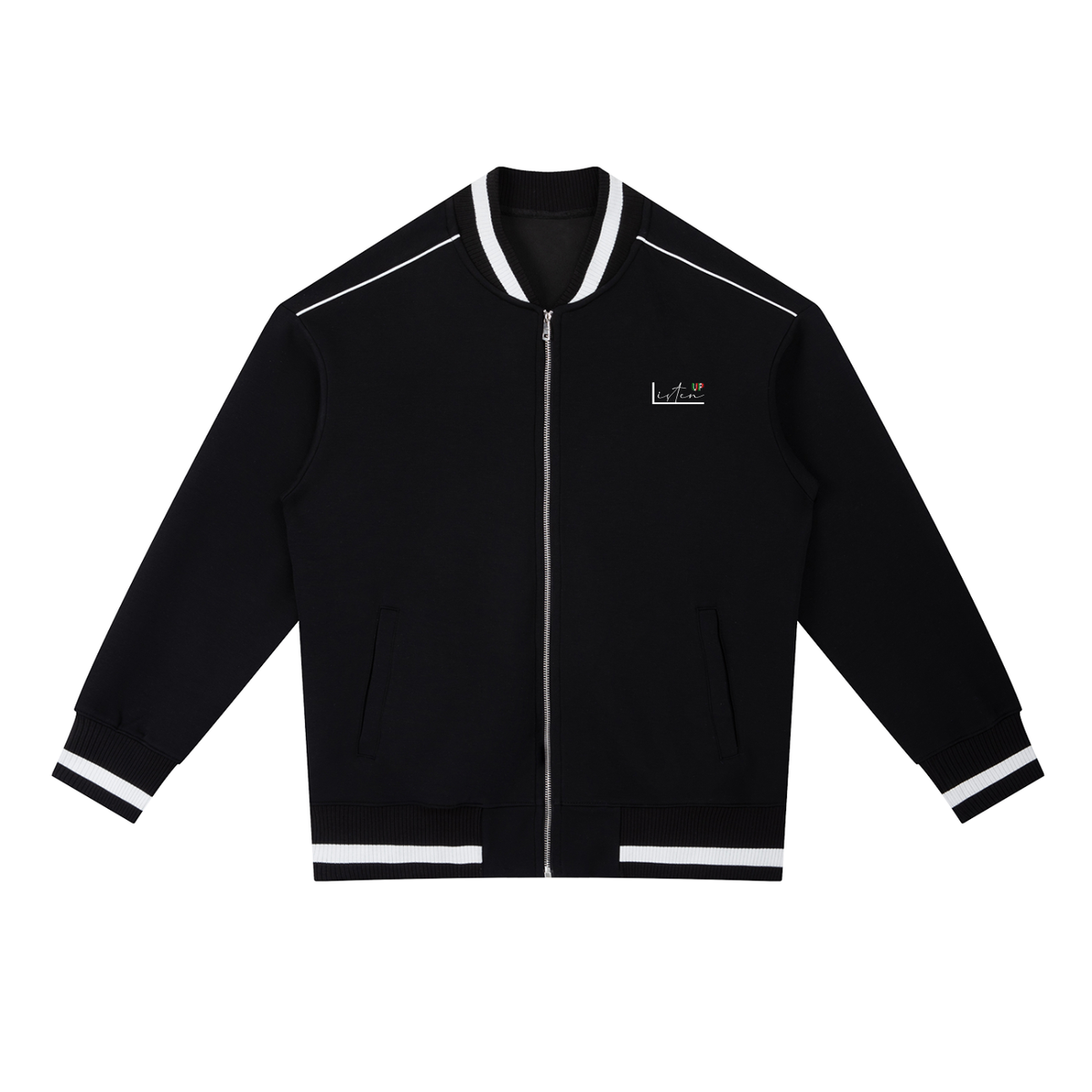Contrast,Piping,Zip,Bomber,Jacket,listen,up,shop,ritmo,ditalia