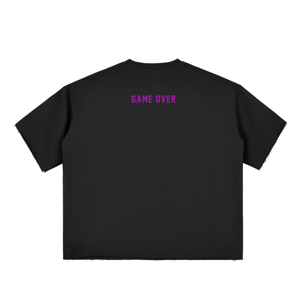 LISTEN UP SHOP - Boxy Half-Sleeve Raw-Edge T-Shirt