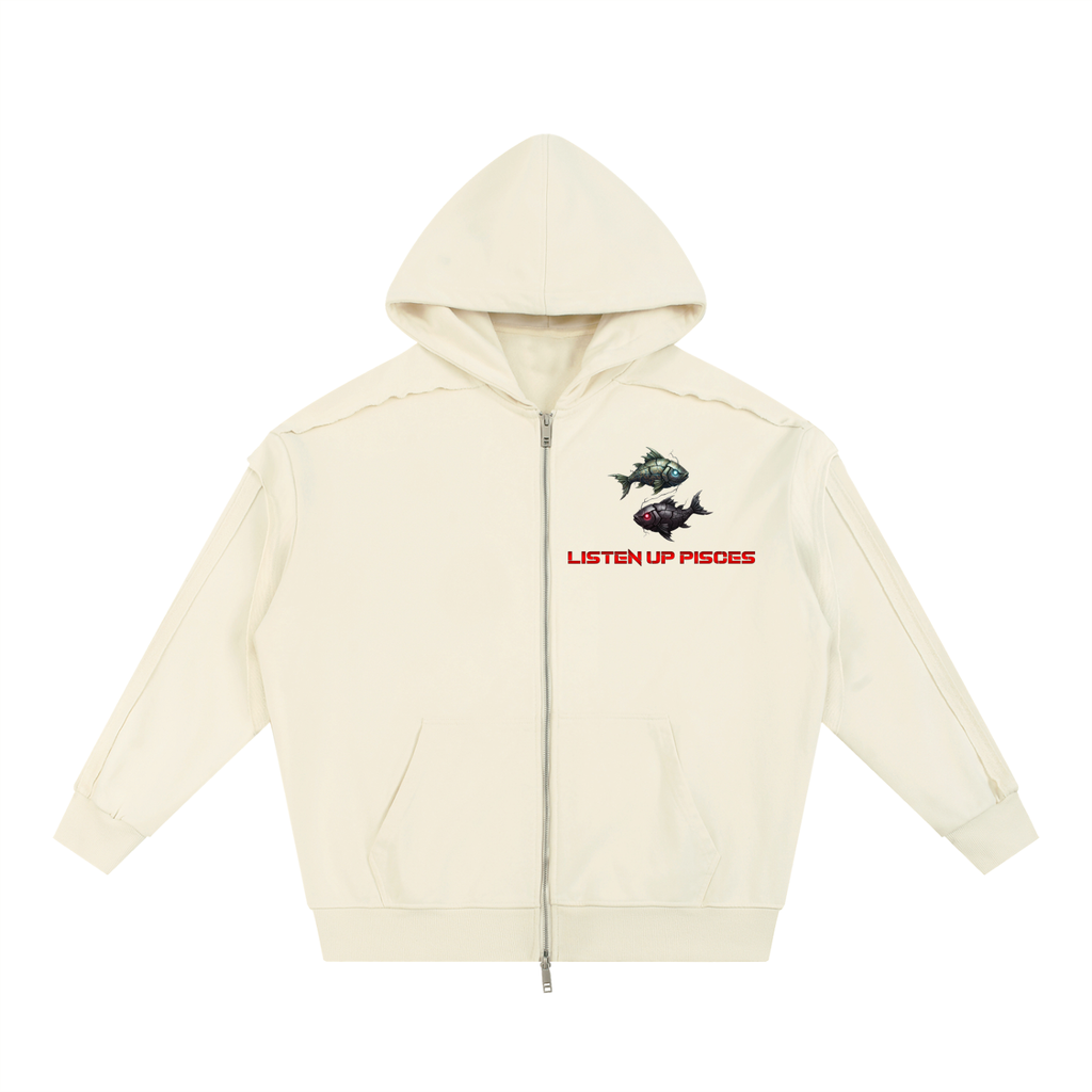 Listen Up Pisces Raw Edge Double Hoodie