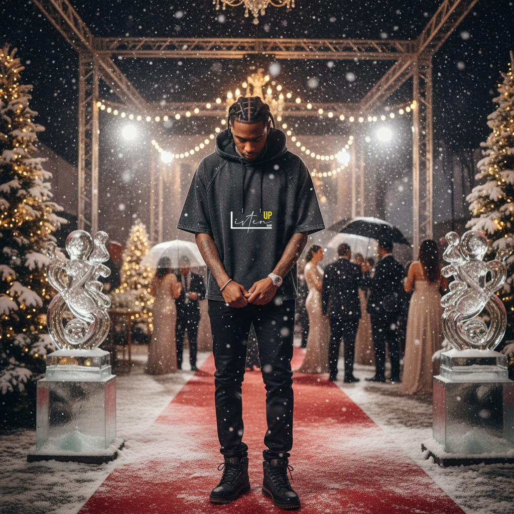 Listen Up Snow Washed Hooded Boxy T-Shirt